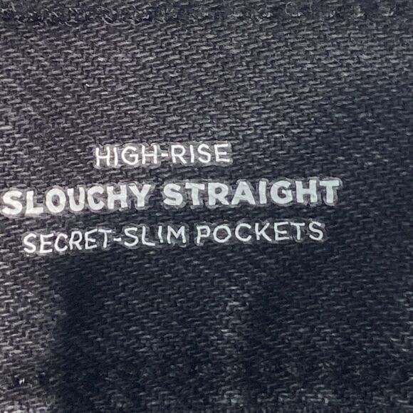 Old Navy High Rise Black Jeans Women’s Sz 16 Slouchy Straight Button Fly - Picture 4 of 6